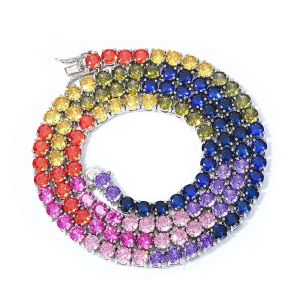 Tennis Chain Colorful Cubic Zirconia Womens Necklace 5mm Width Iced Out Hip Hop Popular Jewelry for Women