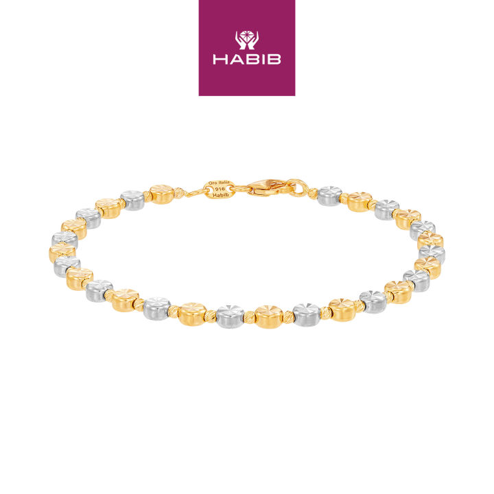HABIB Oro Italia 916 Yellow and White Gold Bracelet GW50150424(YW