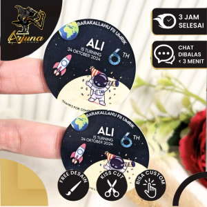 2-4 Sticker Bulat Ulang Tahun Anak Stiker Ultah Free Design Template Arjuna Birthday Sticker Chromo