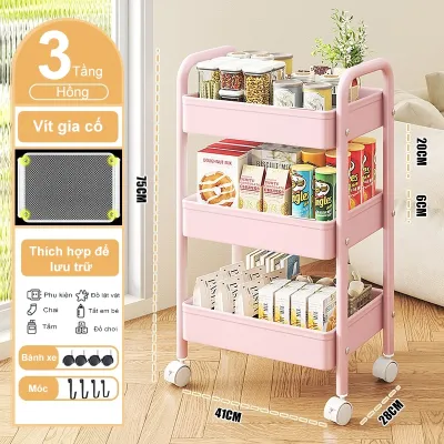 Kệ đẩy nhiều tầng kệ để đồ đa năng có bánh xe di chuyển dễ dành dành cho ký túc xá Spa nhà tắm nhà bếp có 3 4 tầng dễ lựa chọn