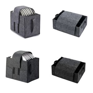 Felt Plate/Cup Holder for Motorhome Camping Portable Cutlery and Tableware Storage Bag Dinnerware Accessories Container