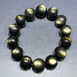 Montagne Jewelry Natural 16mm Grade A Obsidian Bracelet Wonderful Glossiness Obsidian Fine Jewellery