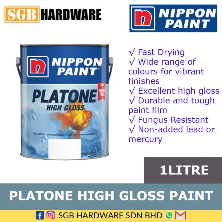 1 Liter Nippon Paint Platone High Gloss Finish Paint for Wood & Metal ...