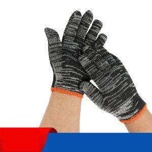 ถุงมือไนลอนสวมทนทำงานผ้าฝ้ายกันลื่นผ้าฝ้ายสีขาวหนาเส้นด้ายฝ้ายแรงงานทำงานบ้านถุงมือป้องกัน