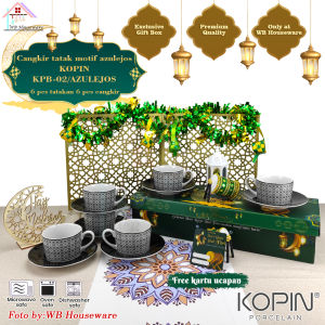 Gift Edisi Lebaran/Idul Fitri Gift 6 pasang cangkir lebaran set + lepek morif giza series 235ml / tea set cup and saucer porcelain KPC-03