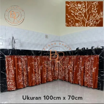 Gorden kolong dapur / Gordeng kolong meja dapur / Gorden dapur bawah kompor 1 set plus tali terbaru