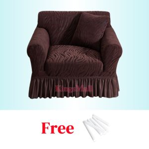 1-Seater Sofa Cover Single Sofa Cover with Skirt Stretchable Sofa Cover Sofa Slipcover Furniture Cover Elastic Armrest Sofa Seat Cover Free Foam Sticks