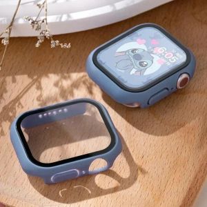 2 In 1นาฬิกาแบบเต็มพีซีปกแข็ง + ฟิล์มกระจกเทมเปอร์เคสสำหรับ Apple Watch ซีรีส์10 9 8 7 6 SE 5 4 3 2 1 38มม. 40มม. 41มม. 42มม. 44มม. 45มม. 46มม. ปกป้องหน้าจอกันชนนาฬิกากันกระแทก