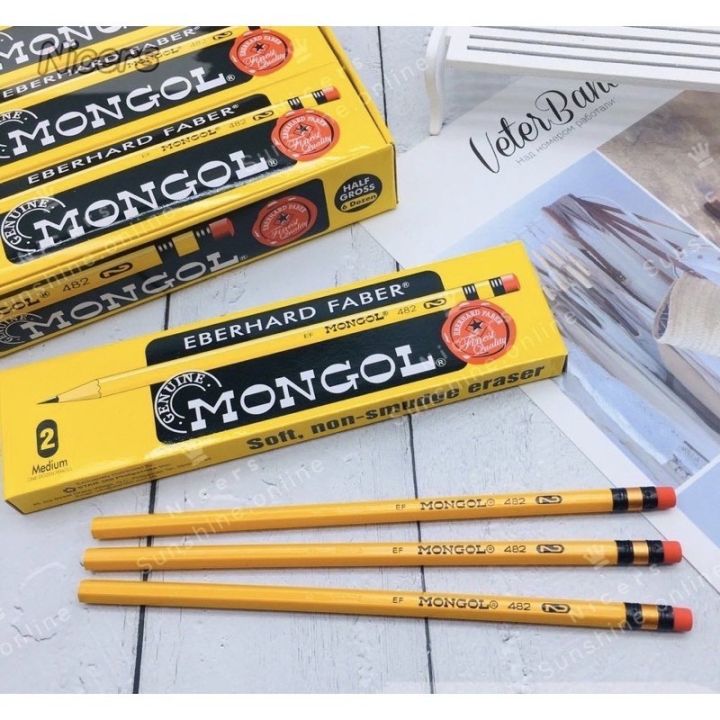 12pcs #1,#2,#3 Mongol Pencil W/eraser lapis | Lazada PH