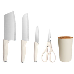 มีดทำครัวชุด 5 ชิ้น kutsilyostainlessSteel มีดทำอาหารเชฟมีดเนื้อมีดปอกกรรไกรปอกเปลือก