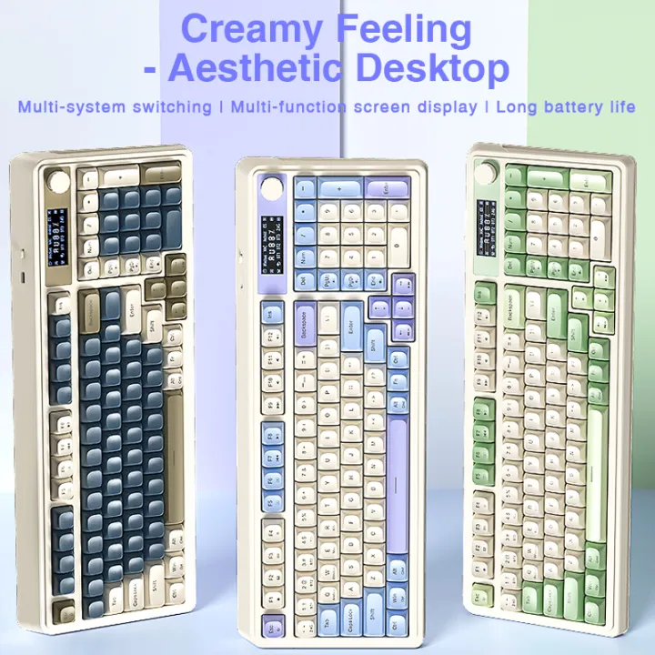 AULA S99/S99Pro Membrane Wireless Cream Touch Gaming Keyboard Supports Bluetooth+2.4G wireless+Tyce-C Wired 3-mode connection Typing Mute Suitable for Office