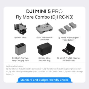 DJI Mini 5 Pro - 1-Inch Large CMOS Camera Drone | 42GB Built-In Storage | 225° Gimbal Rotation | ActiveTrack 360°