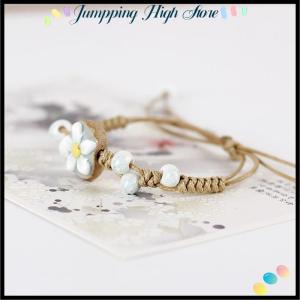 【Jumpping】 สร้อยข้อมือเซรามิกใบทานตะวันทำด้วยมือเครื่องประดับแบบปรับได้สไตล์โบโฮสำหรับผู้หญิงของขวัญแนววินเทจ
