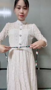 Thắt lưng hạt ngọc nhựa vân đá dây đai váy hạt gỗ phong cách dân tộc