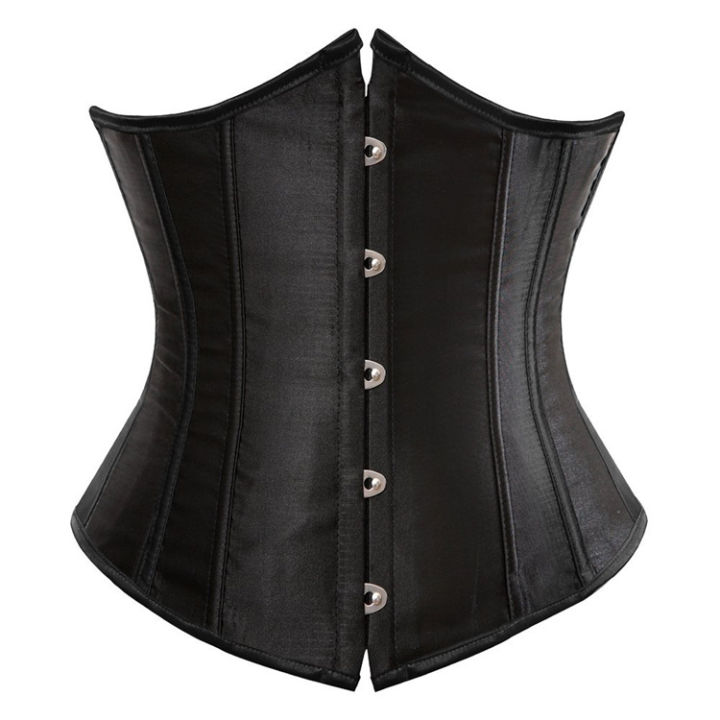 Bestcorse Original XS 6Xl Satin Plus Size Black Corset Waist Trainer With  Bone Boning Waist Cincher Bustier Top Slimming Girdle Tummy Trimmer Body - Main Image