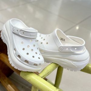 Giày dép crocs chuẩn xịn chống hôi chân nhựa tế bào êm mềm siêu bền đi mưa lội nước đi biển Giày sục crocs đế xuồng mega crush clog cao 8cm màu trắng