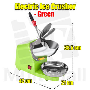 GREEN Electric or Hand Manual Ice Crusher Shaver l Ice Dessert l Ice Chopper l Powerful motor l Stainless-steel double blade fine ice l Ice Kacang l Snow cone l Ice Crusher l Ice Crusher Machine l Electric Ice Crusher l Ice Shaver