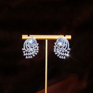 SEQUITO Nobal Ear Jewelry White Gold Plated Pave Setting Shiny AAAAA Cubic Zirconia Symmetric Wings Banquet Women Stud Earrings SE1076