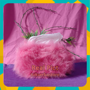 Cover/Sarung Tisu Bulu Korea Import Original - Tempat Tisu Cantik | Tempat Tisu Unik | Cover Tisu Motif [Pink] [Bisa COD]