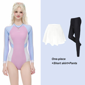 SURFBAR Womens Long Sleeve UV protection One-piece Swimsuit Diving Suit Slim Surfer Bathing In Hot Spring Snorkeling Swimsuit