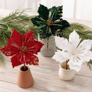 MODERNLUX 27cm Hoa giả trang trí Giáng sinh Trang trí tự làm Đồ trang trí Hoa giả  Vải nhựa Trang trí Giáng sinh Giáng sinh