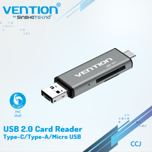 Vention OTG Card Reader All in One Type-C Micro-Usb Usb Type A Metal Finish SD TF Card