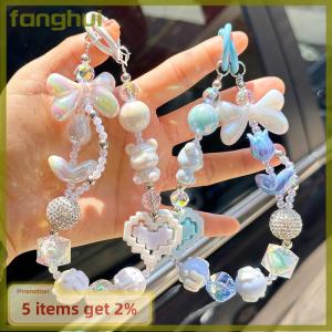 fanghui Anti Loss Mobile Phone Strap Wrist Chain Building Blocks Love Bow Beaded Pendant Keychain Bag Hangings Decoration