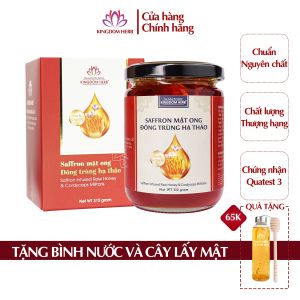 Mật ong saffron đông trùng hạ thảo Kingdom Herb chính hãng hộp 312g (2g đông trùng + 1g saffron + 309g mật ong)