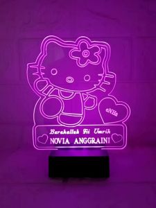 Lampu hias hello Kitty custom teks