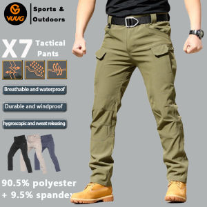 【2-3 days arrive!!!】VUUG X9 Stretchable Tactical Pants For Men Outdoor Waterproof Cargo Pants For Men Loose Wear-resistant Multi Pocket Army Military Pants(S-3XL)