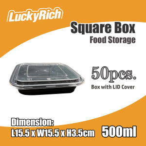 LuckyRich - Square Box - Food Storage 50pcs 500ml with LID Cover for Food Container needs