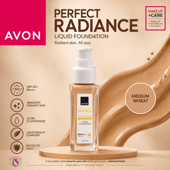 Avon Perfect Radiance Liquid Foundation SPF 50+PA+++ Medium Wheat 30 g
