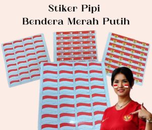 36Pcs Stiker Pipi Merah Putih Stiker Bendera Indonesia Hiasan HUT RI /Stiker Pipi Merah Putih