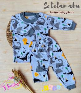1 Set setelan Bayi Baru Lahir Motif Terbaru 3 - 12 bulan Santos Baby Gibran
