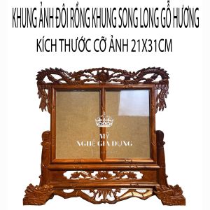 Khung ảnh rồng đôi - Khung ảnh thờ gia tiên gỗ hương 2 ảnh thờ