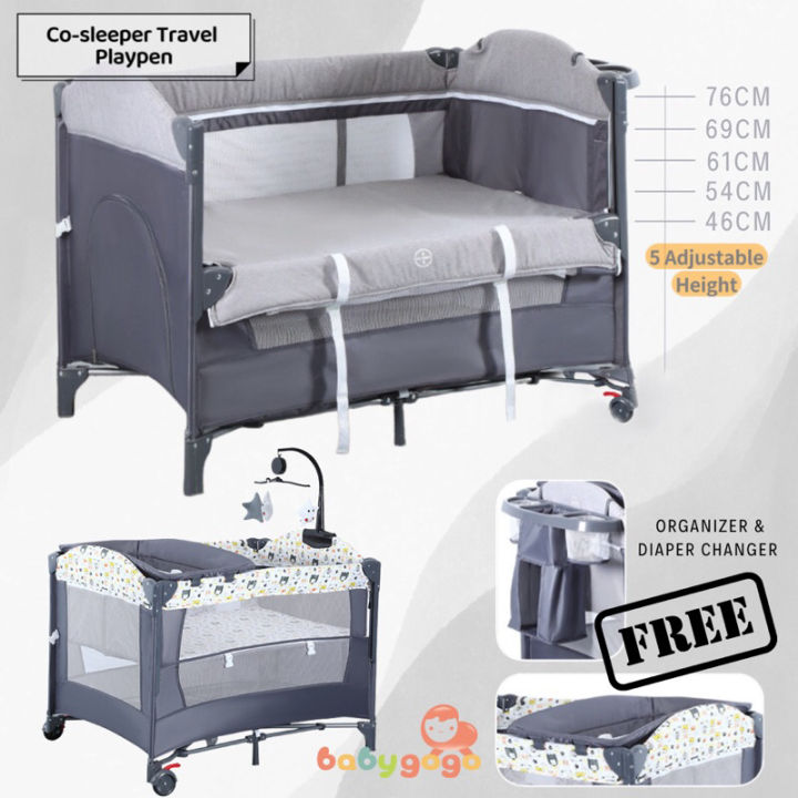 Baby Travel Cot Portable Cosleeper Playpen with Diaper Changer