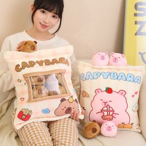 JOJO CASTLE Snacks Pillow A Bag of Capybara Plush Toy Creative Style 6pcs Capybara Doll in a Bag Plushies Home Decor Gifts Girl Children 水豚鼠 卡皮巴拉