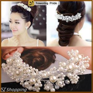 [Towering Pride] Cô Dâu đám cưới Headband pha lê hoa vương miện Vương Miện Ngọc Trai Rhinestone tóc ban nhạc
