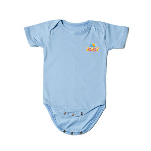 Baju Bayi Lengan Pendek Warna Sky Blue Usia 0 - 12 Bulan Bahan Cotton Combed 24s Jumper Anti Bakteri