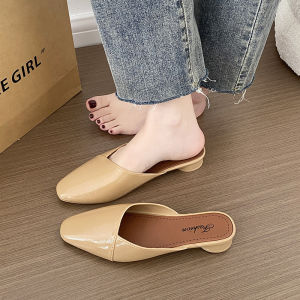 Free Shipping Summer WomenS Open-Toe Half-Slipper Sandals Suitable For Outdoor Wear With Thick Heels Height-Enhancing Design Non-Slip Soles And Crystal Embellishments Perfect For A Casual Look