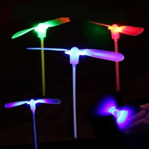 5Pcs Novelty Plastic Bamboo Dragonfly Propeller Luminous Toys Hand Rub Kids Outdoor Toy Tradition Nostalgic