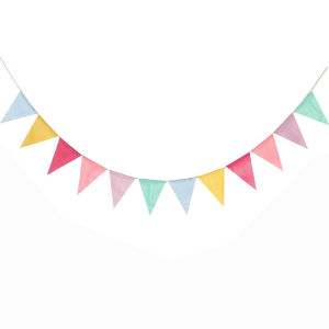 2Set Multicolor Jute Linen Flags Faux Burlap Fabric Pennant Garland for Birthday Party Backdrop Decoration