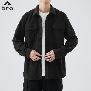 Jaket Corduroy Pria Jaket Baju pria terbaru Korean Style Jaket Warna Solid Corduroy American Retro jaket Lengan Panjang Oversize Kemeja proa Lengan Panjang Model Longgar Bahan korduroy Jaket Lengan panjang pria dewasa tebal Atasan pria dewasa kekinian