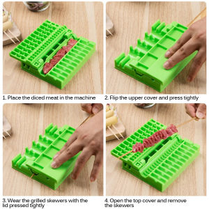 【Multifunctional】3in1 Skewers Kebab Maker Barbecue Stringer Box Machine Beef Artifact Wear Food Meat String Device Meat Vegetables Grill Tools Grill Machine Kebab