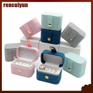 rencuiyun หนัง PU แบบพกพาสาวมินิเครื่องประดับต่างหูสตั๊ดเครื่องประดับต่างหูกล่องจัดระเบียบ