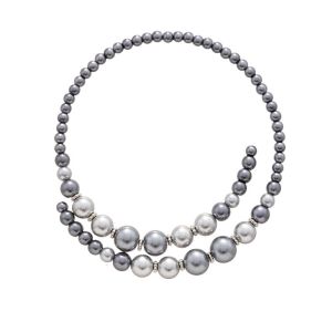 GENENIC Grey Glass Pearl Openning Necklace Retro Temperament Clavicle Chain Europe America Style Unique Choker For Women Girls