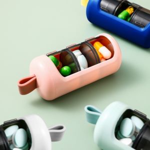 MADEWITH 3 Grids Pill Storage Box Moisture-proof Plastic Pill Case Mini Multifunction Medicines Dispenser Box