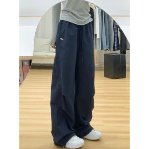 COD美式复古工装裤女休闲运动裤宽松bf慵懒风拖地阔腿裤降落伞长裤子2026新品