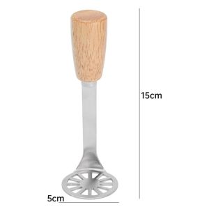 ที่บดมันฝรั่งสแตนเลสแบบมีด้ามไม้ตั้งทำมือแครอทอโวคาโดอาหารผักอุปกรณ์บดอาหารแก็ดเจ็ตการอบในครัว