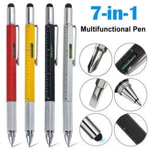 FDGFGG 7 in 1 Multi-function Tool Pen Measurement Ruler Mini Screwdriver Ballpoint Pen Capacitive Pen Levelgauge Touch Screen Stylus For Tablet Phone